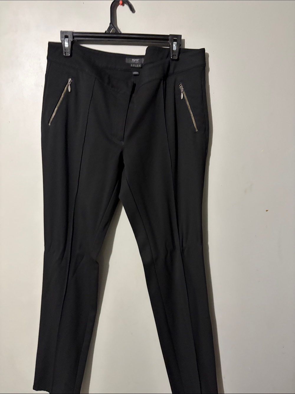 Esprit Black Straight-Leg Pants with Silver Zippers